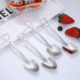 Creative retro 304 stainless steel spade dessert spoon cute ice cream digging net red spoon artifact watermelon spoon