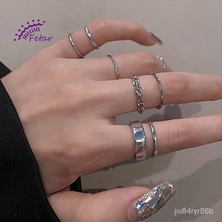 FETAR 7pcs/set Punk Style Finger Rings Wave Thread Rhinestone Knuckle Midi Rings Fashion Jewelry npw