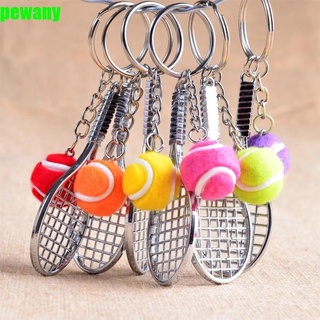 PEWANY for Teenager Tennis Racket Keychain Souvenir Mini Keychain Sports Key Chain Cute Simulation Car Key Chain Key Rings 6 color for Gifts Tennis Ball/Multicolor (1)