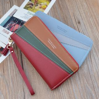 Long Wallet For Women Leather Contrast Purses Zipper Pouches Coin Card Wallet Holder Korean Style (7)
