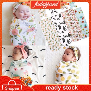 (COD)Baby Blanket Sleeping Swaddle Muslin Wrap Headband Set (1)