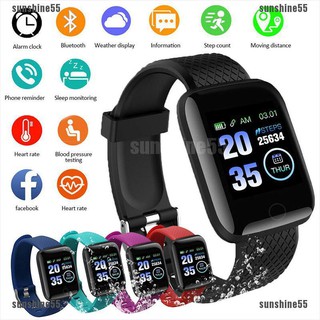 (sunshine55)116plus Smart Watch Bluetooth Heart Rate Oxygen Blood Pressure Sport Tracker