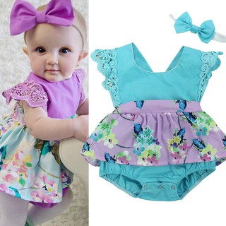 Baby Girls Fashion Romper Floral Cotton Kids Cute Bodysuit Jumper (1)