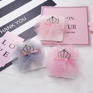 HIIU Girls Clips Cute Crown Shape With Mesh Design Pin Set Children Hairpin Princess Hair Accessories