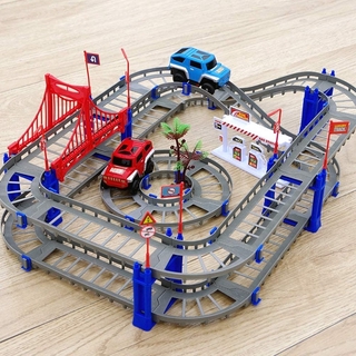 73Pcs/SET DIY 3D Electric Rail Speed Car Color Track Racing Car Fun Assemble Toys for Kids
