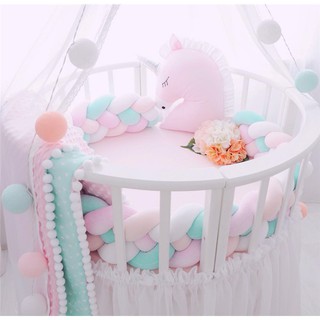 3 Color Knot Baby Bed Bumper Crib Sides Braid Crib Pad Protection for Infant Newborn Protector Pad (1)