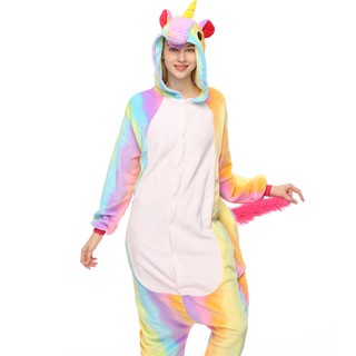 Kigurumi Unicorn Onesie Rainbow Pajama Jumpsuit Adult Sleepwear Cosplay Costume Women Sleepwear