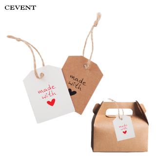 100pcs 2 Colors White Brown Love Tags Kraft Paper Rectangle Blank DIY Tag Wedding Gift Decoration