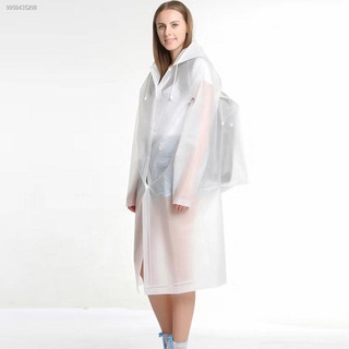 ☊☎Raincoat single portable middle school raincoat thickened transparent poncho non-disposable rainco