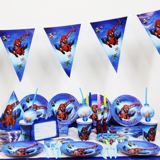 AGAR.SHOP Spiderman Theme Party Needs Balloons Tableware Disposable Party Tools Birthday Decor (2)