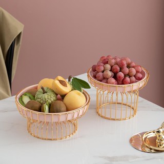 LIVSCAPE Ceramic Fruit Dessert Plate with gold stand