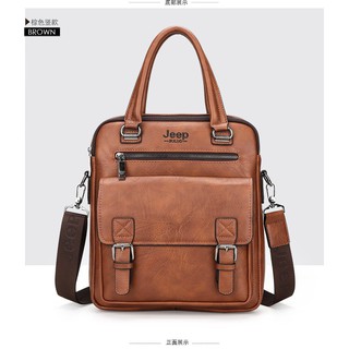 Jeep Men's Fashion Leather Tote bag casual shoulder bag leisure business bag EpU7