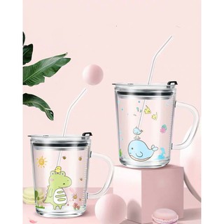 《Free cup lid and silicone straw》High Quality Glass Mug Handle Tumbler measurement For Souvenir Gift