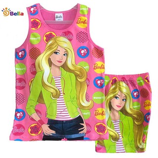 terno for kids girl Barbie sando and shorts for girls set cotton (1)