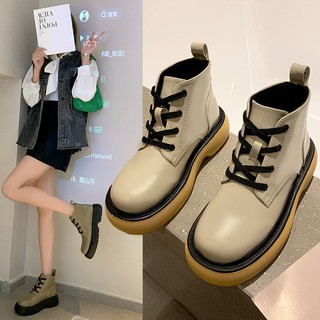 Retro Martin boots female 2021 new lace-up all-match British style small leather shoes thick-soled t