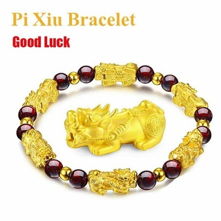 ☏✐Feng Shui Amulet Pi Xiu Bracelet Prosperity Red Garnet Bead Pi Yao Lucky Wealthy