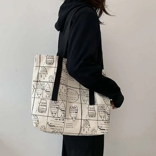 Korean INS Retro Large-capacity Handbag Japanese Harajuku Student Shoulder Canvas Bag (1)