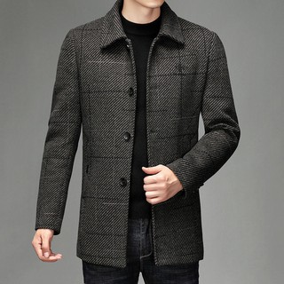 ✣Yunling Eagle Brand Woolen Coat Men s Middle-aged Lapel Woolen Woolen Coat Mid-length Outer Middle-