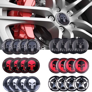 TOMOTA NEW 4pcs 56mm Hub Cap Car Rim Wheel Center Punisher Anime Skull Sticker Badge Emblem Car Styling