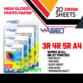 Yasen High Glossy Photopaper 235 GSM A4 3R 4R 5R Size Inkjet Printing photo paper
