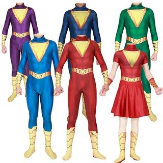 Shazam Captain Cosplay Costume Adult Kids Marvel Superhero Halloween Costume Women Men Zentai Fancy