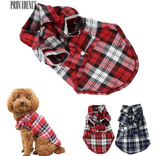 🔥 Cute Pet Dog Puppy Plaid Shirt Coat Clothes T-Shirt Top Apparel Size XS S M L