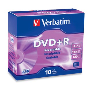 Verbatim DVD+R 4.7GB 16X 120mins (10 pcs with Individual Slim Case)