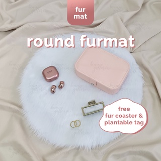 Round Faux Fur Mat Flatlay Decoration Cushion Seat Table Cover by Beau Galleria