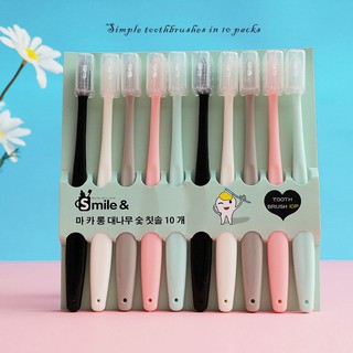 10Pcs Adult toothbrush Zigzag Charcoal Soft Toothbrush