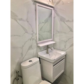 Aluminum Bathroom Vanity Cabinet with Mirror and Ceramic Sink