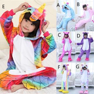 Kids Unisex Girls Pajama Rainbow Unicorn Kigurumi Animal Cosplay