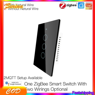 [COD] US tuya ZigBee Smart Light Switch With/Without Neutral Wire Two Wiring Methods AC100-240v Work With Alexa Google Home SERINA
