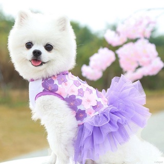 Dog Dress Pet Princess Dress Sweet Puppy Dresses Summer Pet Floral Gauze Dog Clothing For Dogs And Cats
