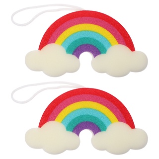 [boutique]2pcs Colorful Rainbow Cartoon Kids Sponge Brushes Shower Sponge Bath Sponge Bath Brush vRT