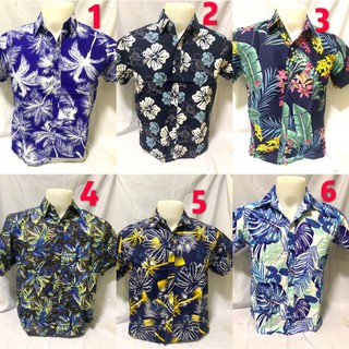 B&S Unisex Summer Floral Hawaiian Polo Shirt