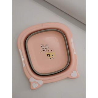 Baby washbasin foldable portable newborn baby child travel wash silicone basin (4)