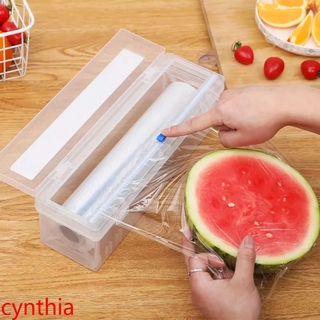 Plastic Food Wrap Dispenser with Slide Cutter Adjustable Cling Film Cutter Preservation Foil Storage Box New Plastic Kitchen Foil And Cling Film Wrap Dispenser Cutter Storage Preservative Film Roll Case With Cutting Blade Sale Cling Film Cutter