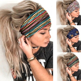 Women Print Hair Headband Wide Headband Elastic Headwear Yoga Hair Accessories