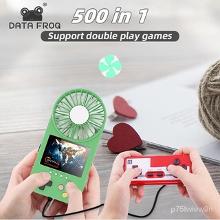 DATA FROG 2 in 1 Handheld Game Console With USB Fan Built-in 500 Games Mini Retro Video Console Colo