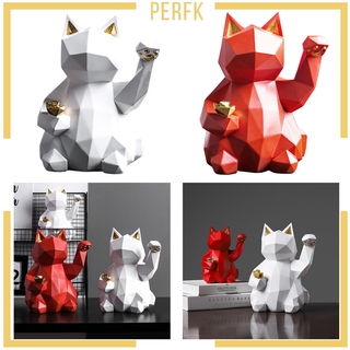 [PERFK] Lucky Cat Resin Figurine Lifelike Animal Sculpture Statue Home Decor