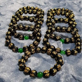 Women Accessories♧✸Black Obsidian buddha beads green jade stone
