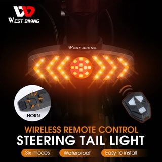 WEST BIKING Bicycle Taillight Turn Signal Remote Control Bike Light Direction Indicator USB Charging MTB Bike Rear Light
