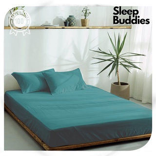 Sleep Buddies Plain 3 in 1 Bedsheet Set (2 Pillowcases & 1 Fitted Sheet) 2021PtlGreen