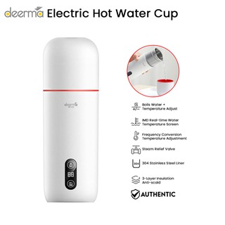 Deerma Electric Hot Water Thermos Stew Kettle 350ml Stainless Steel Portable Travel Cup IMD Display Air Pressure Button and Three-Layer Insulation Temperature Display Touch