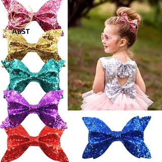 austfs_Cute Baby Girl Sequined Glitter Bow Knot Hairpin Hair Clip Side Bangs Accessory
