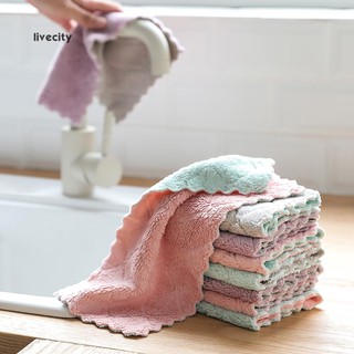 5Pcs Water Absorbent Washing Dish Cloth Towel Rag Home Kitchen Clean Tablecloth
