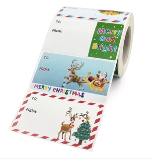 1 Roll 500pcs Merry Christmas Sticker Label Santa Claus Sticker for Gifts Christmas Gift Cards