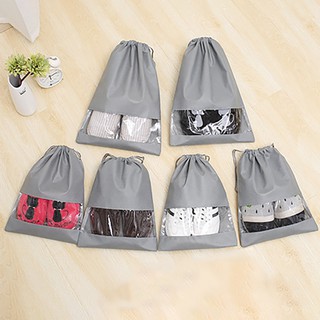 【Loveinhouse】Portable Travel Shoe Bags, Large Drawstring Shoes Pouch Storage Translucent (1)