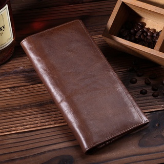 New top leather wallet long Vintage oil wax leather wallet men's wallet leather casual handbag YXTZ
