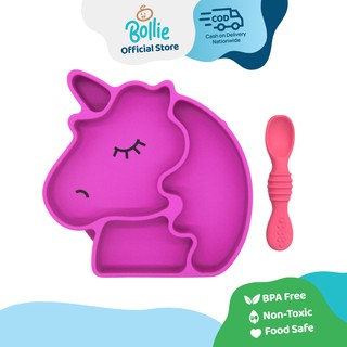 Bollie Baby Unicorn Silicone Suction Plate with Spoon